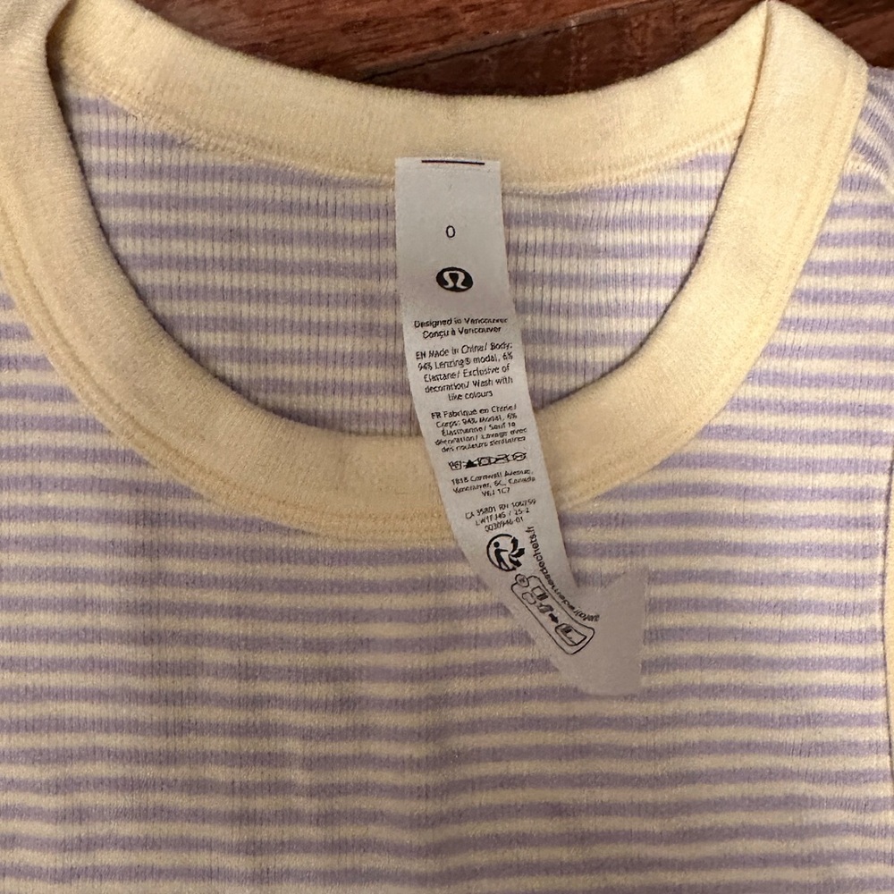 lululemon athletica Cream and Purple Striped Tank Top